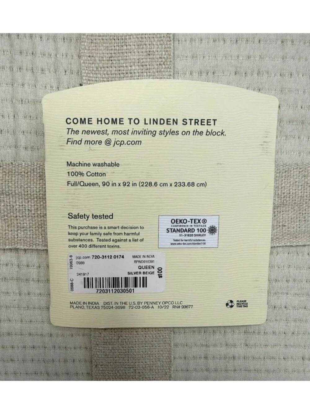 Linden Street Matelasse Full Queen Cotton Blanket Silver Beige Woven All Seasons
